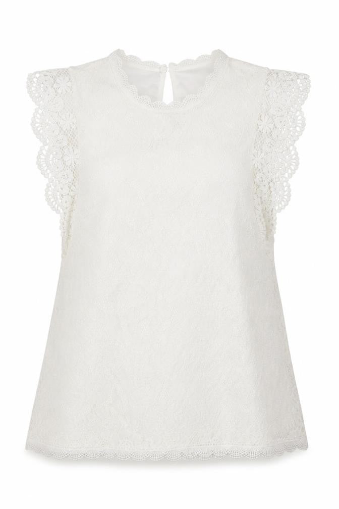 Pieces Women White Lace High Neck Sleeveless Blouse Size S