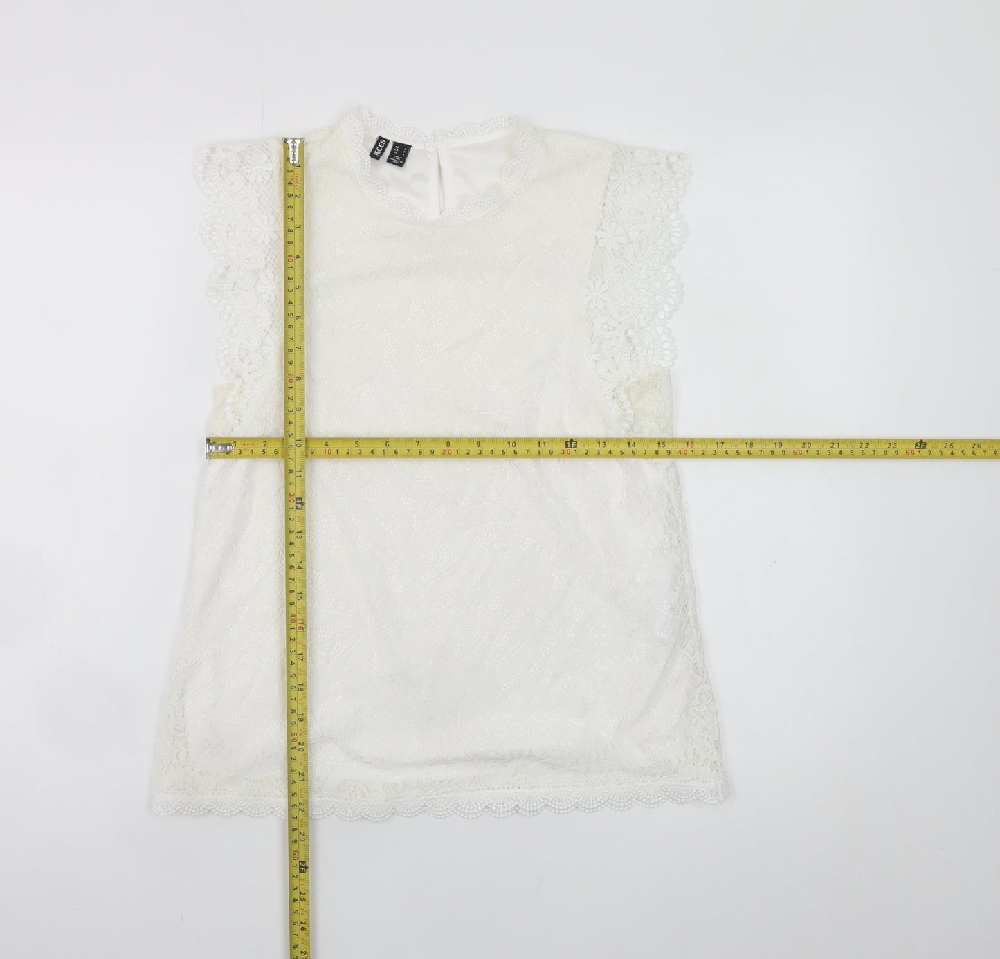 Pieces Women White Lace High Neck Sleeveless Blouse Size S