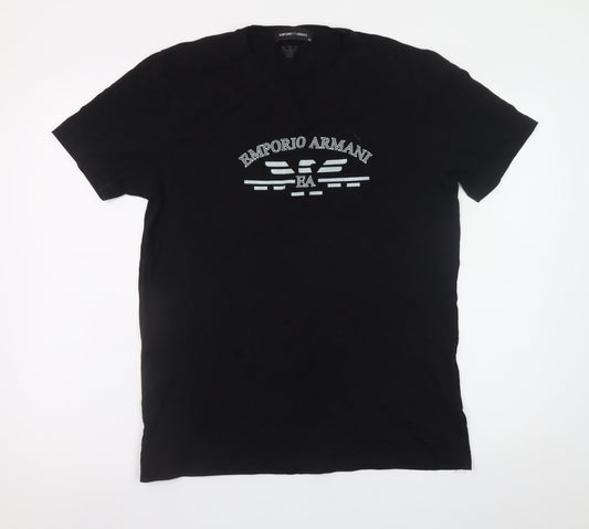 Emporio Armani Men's Black XL Logo Cotton T-Shirt