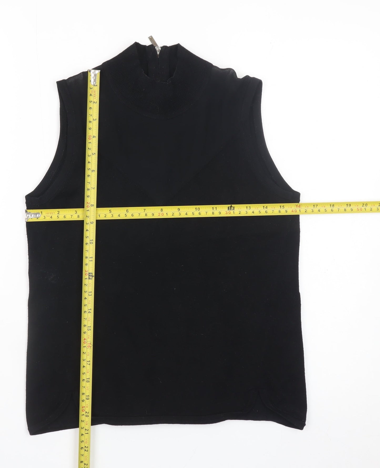 Karen Millen Women Black Mock Neck Sleeveless Jersey Blouse Size 2