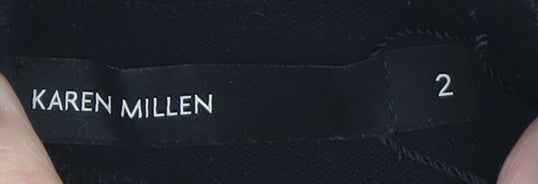 Karen Millen Women Black Mock Neck Sleeveless Jersey Blouse Size 2