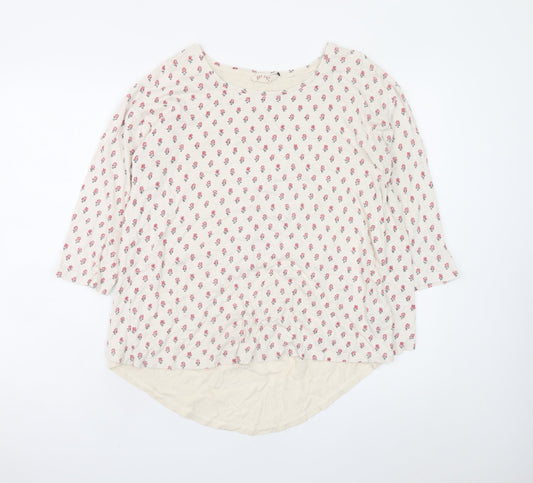 Fat Face Womens Ivory Floral 3/4 Sleeve Tunic Blouse Size 14
