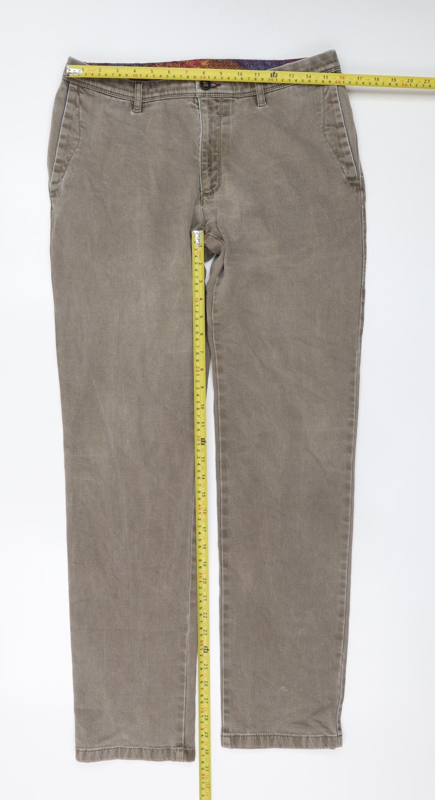 Bugatti Men Beige Straight Regular Fit Corduroy Jeans 36W 30L
