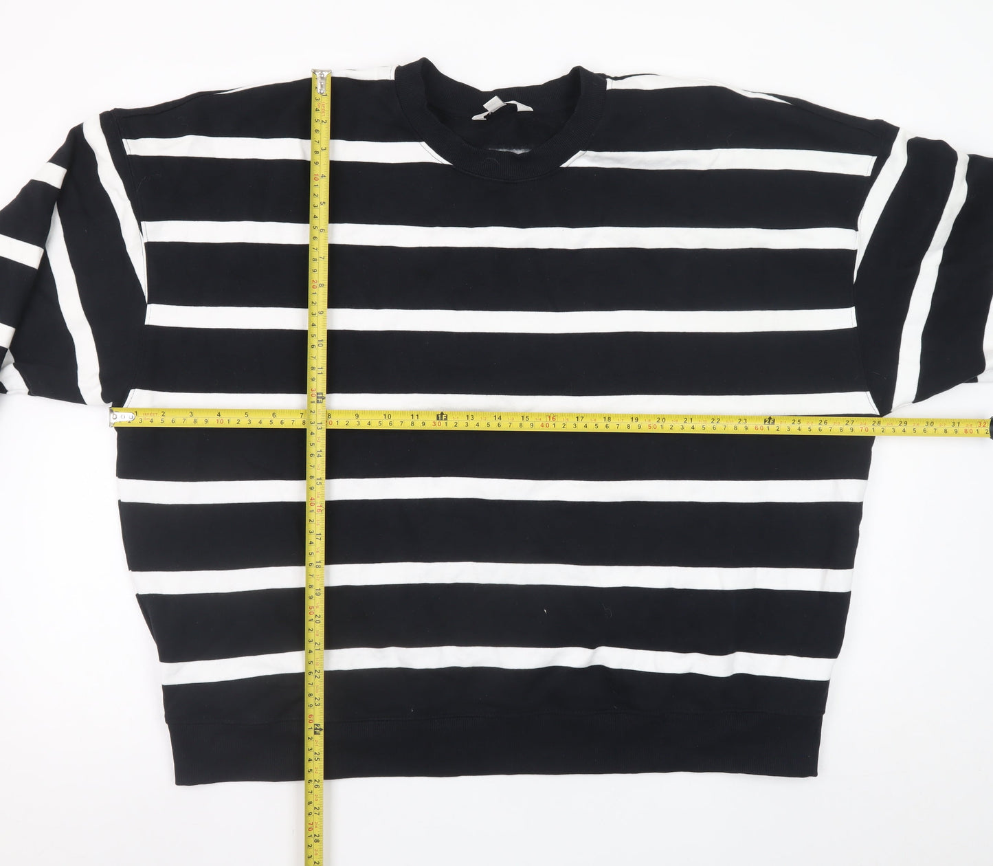 Marks and Spencer Men's Black White Striped XL Pullover Sweatshirt