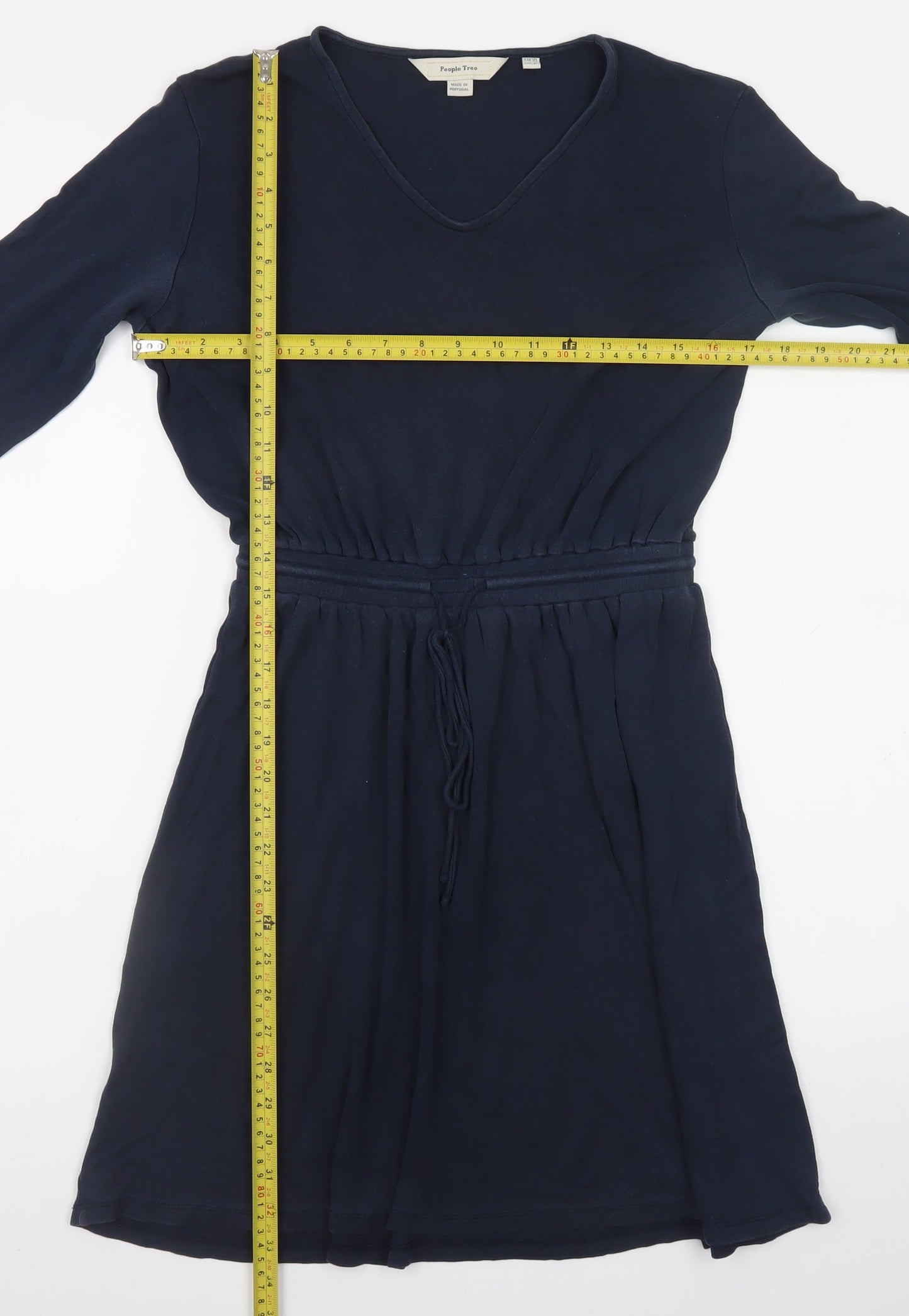 People Tree Women Blue Size 10 Fit & Flare Long Sleeve Cotton Dress