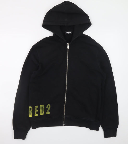 Dsquared2 Boys Black Full Zip Hoodie 16 Years Cotton Blend Graphic Print