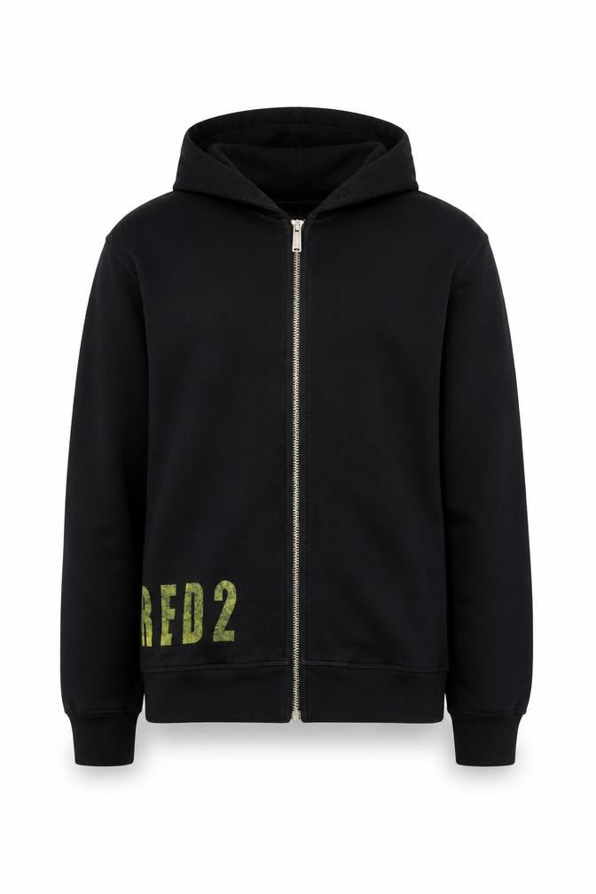 Dsquared2 Boys Black Full Zip Hoodie 16 Years Cotton Blend Graphic Print