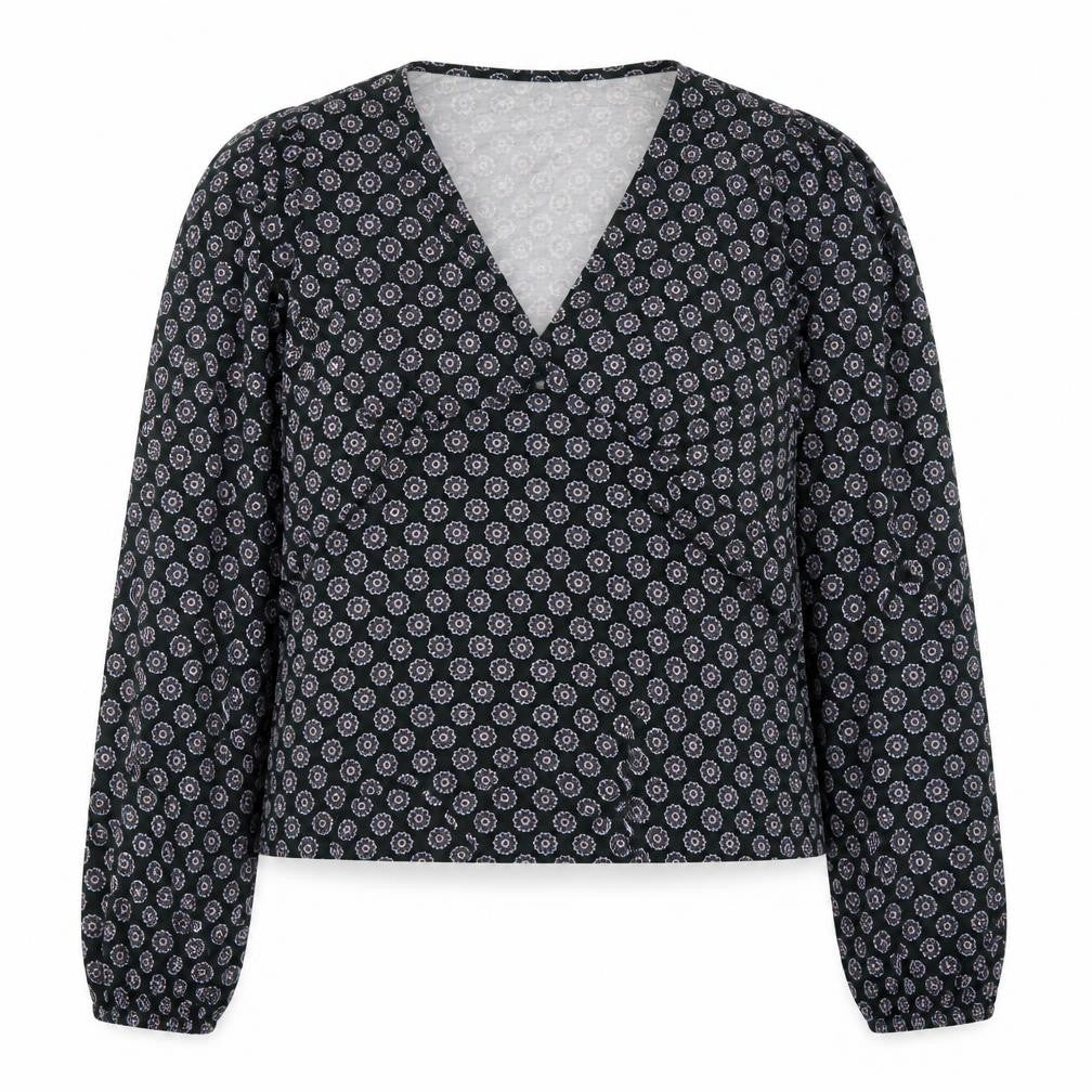 Boden Women’s Blue Geometric Wrap Blouse Size 18 Viscose Stretch