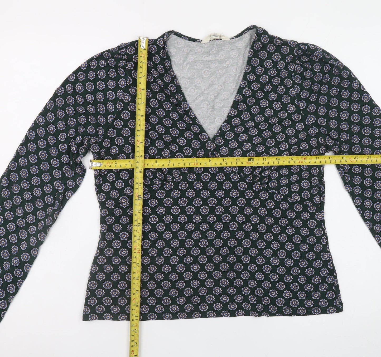 Boden Women’s Blue Geometric Wrap Blouse Size 18 Viscose Stretch