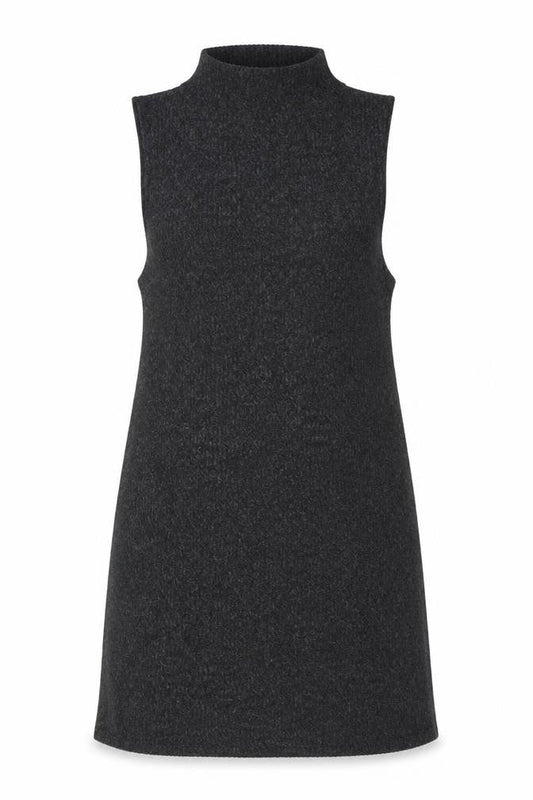 Double Zero Women Grey High Neck Sleeveless Knit Shift Dress M