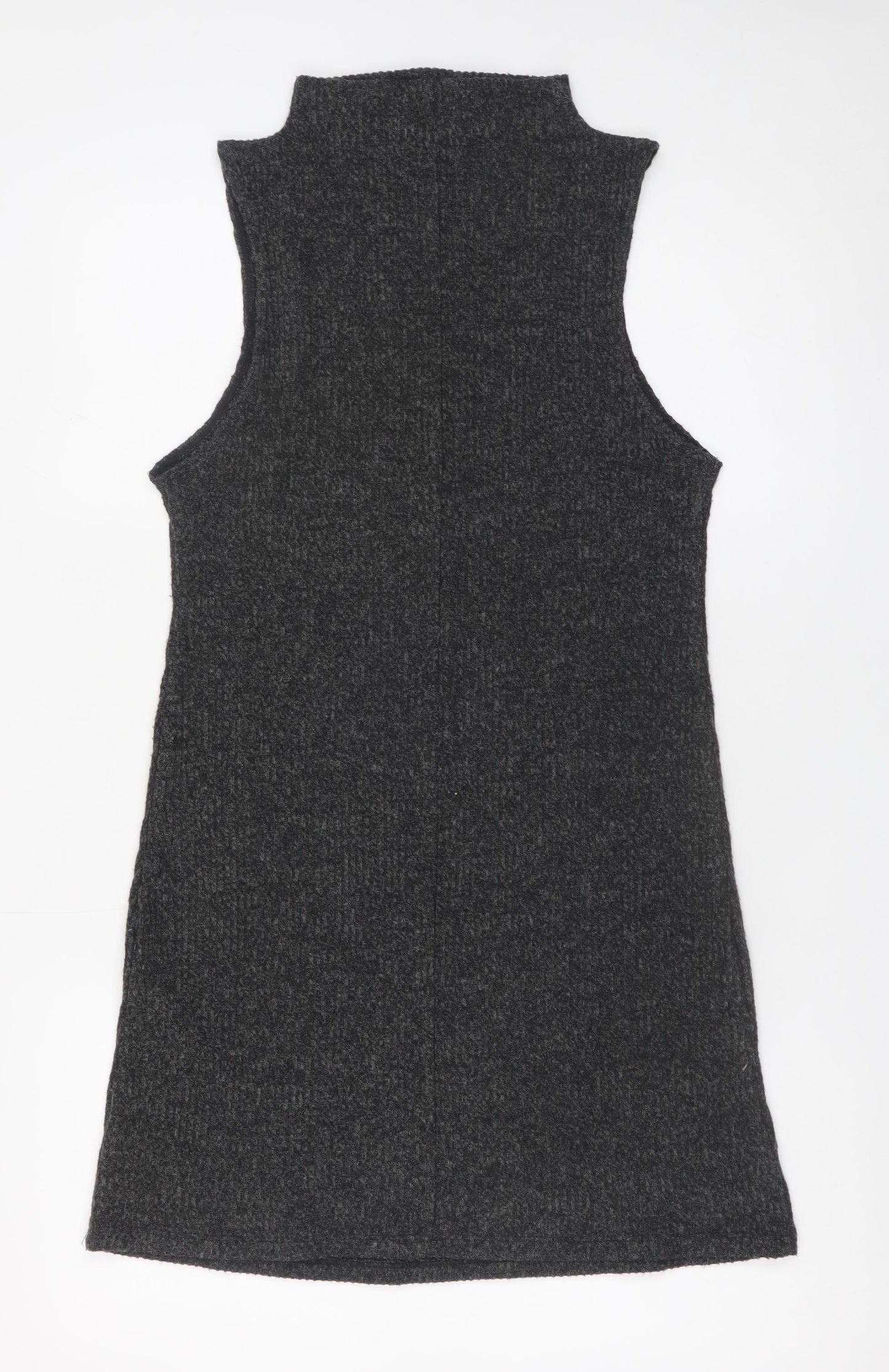 Double Zero Women Grey High Neck Sleeveless Knit Shift Dress M