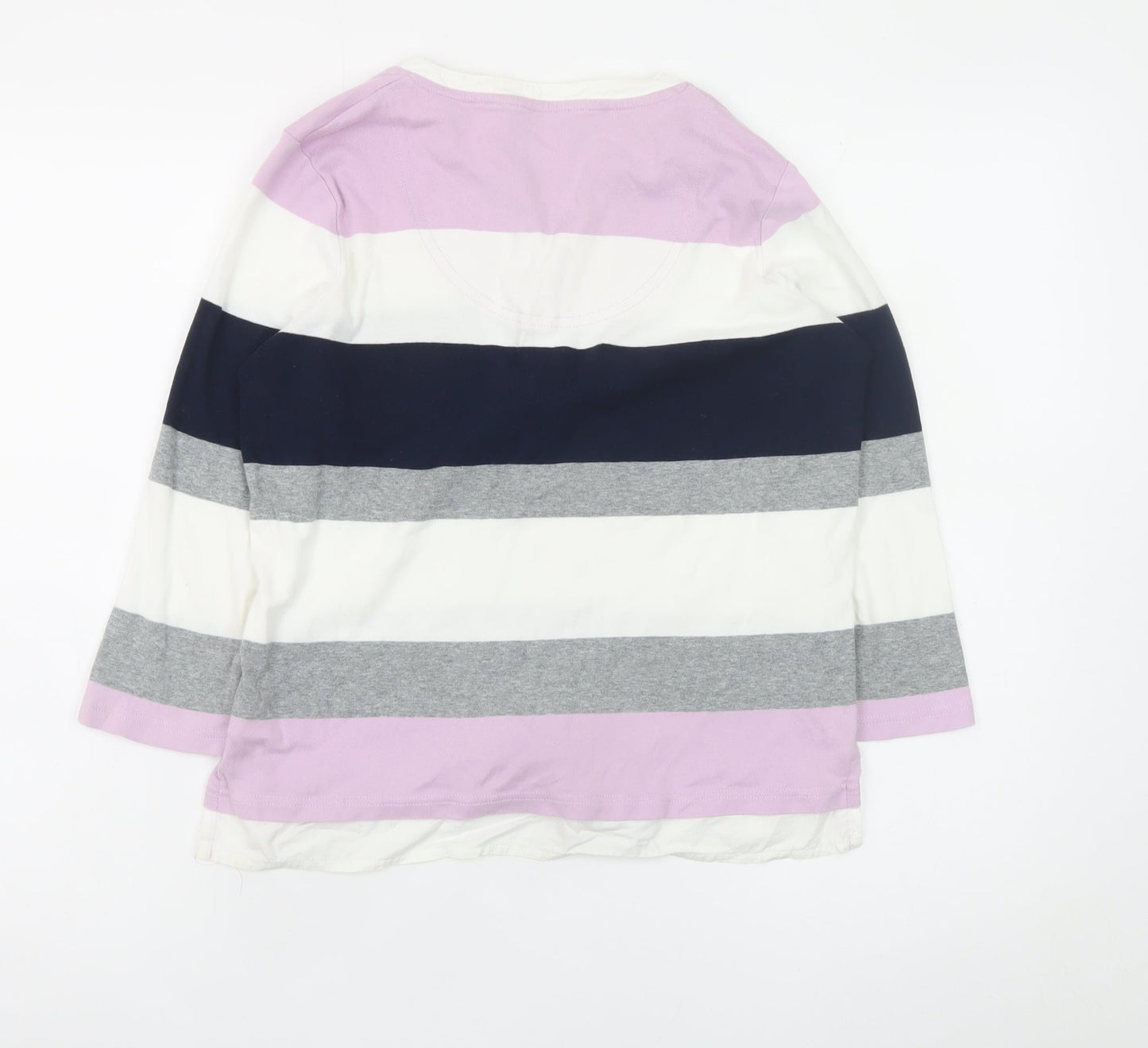 Maine New England Women’s Multicoloured Stripe Cotton Henley Top Size 14