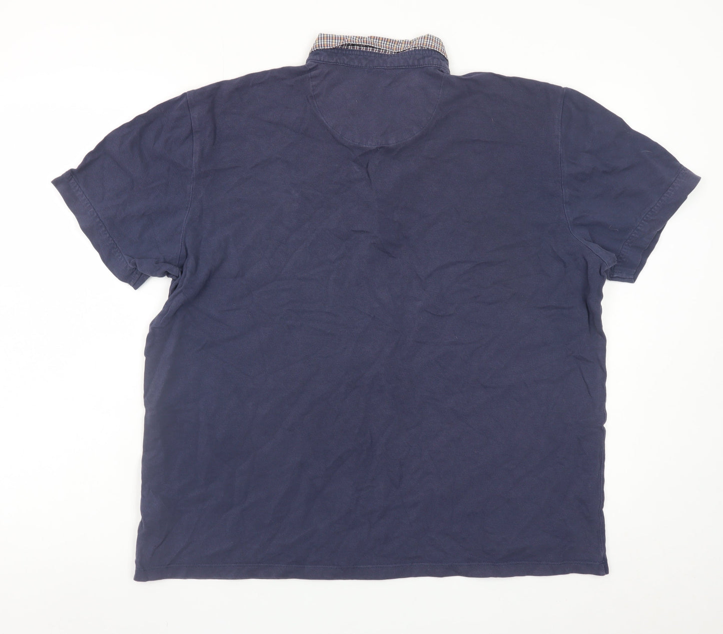 Next Men's Blue Check Collar Polo Shirt XL Cotton Casual