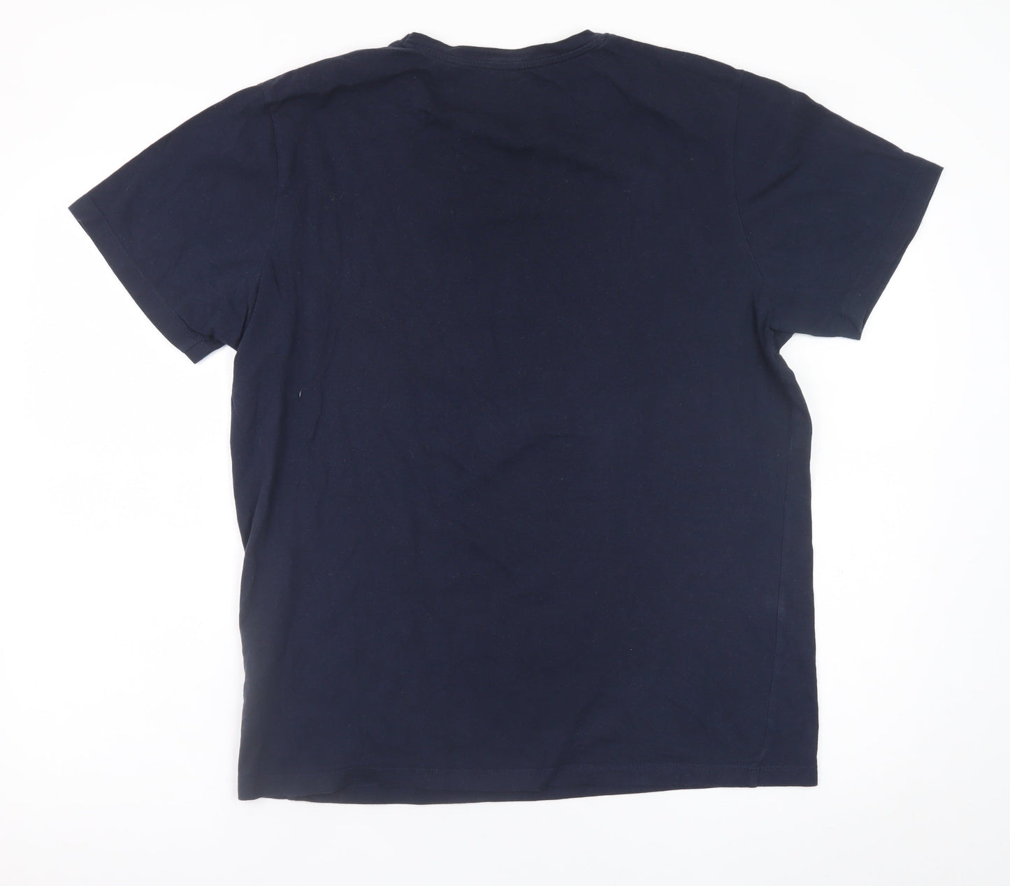 Jack & Jones Men Blue Regular Fit Logo Cotton T-Shirt L