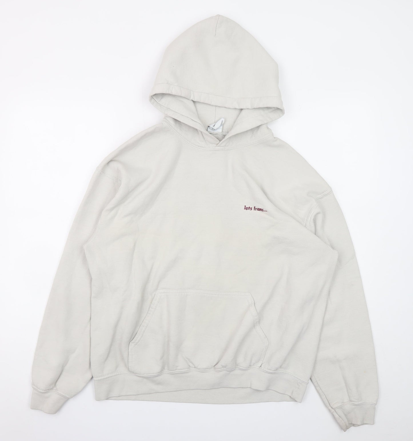iets frans Men Beige Pullover Hoodie Medium Cotton Blend