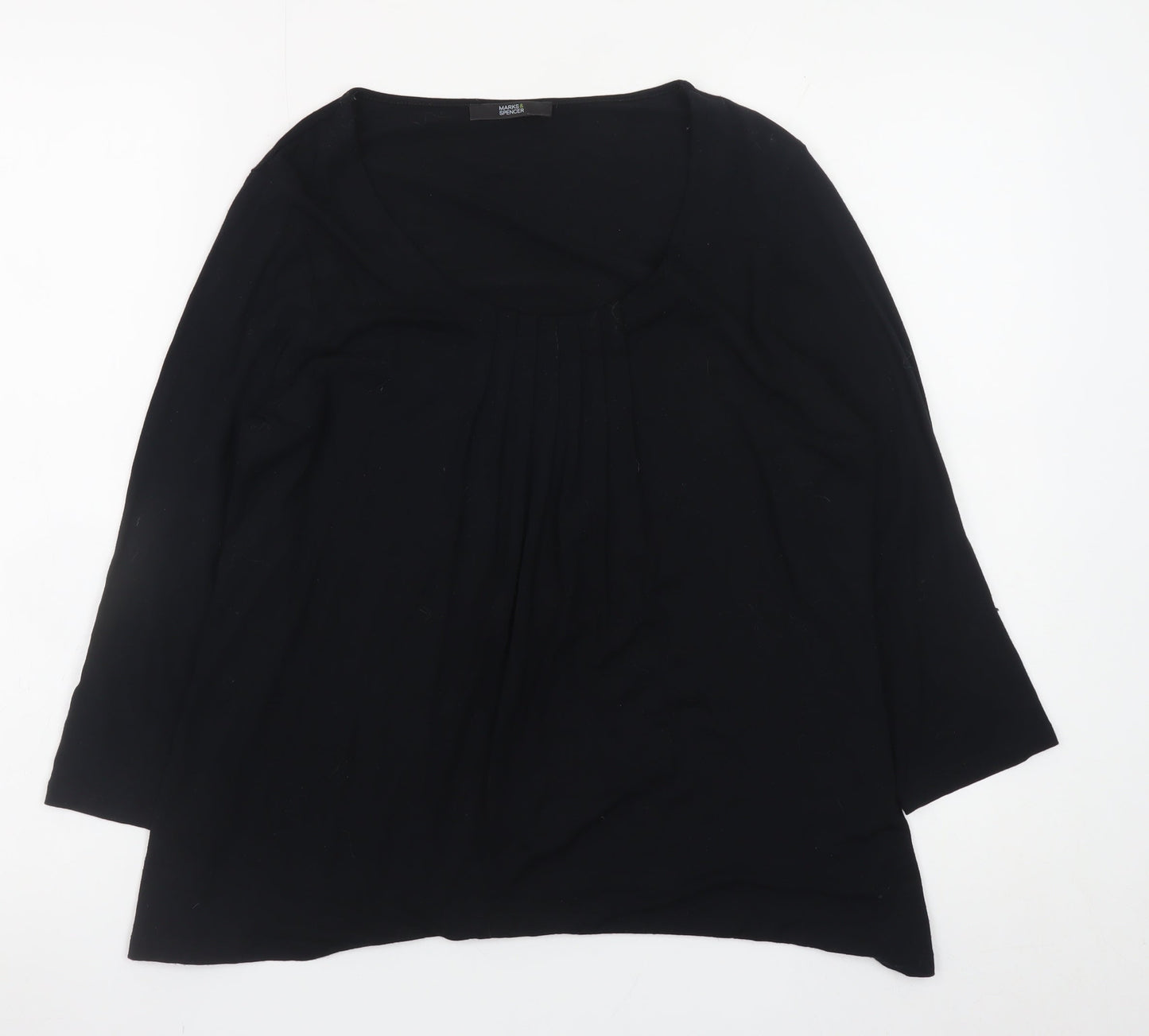 Marks and Spencer Women Black Size 14 Tunic Jersey 3/4 Sleeve Blouse