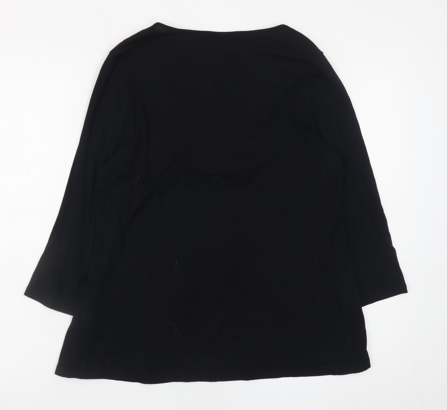Marks and Spencer Women Black Size 14 Tunic Jersey 3/4 Sleeve Blouse