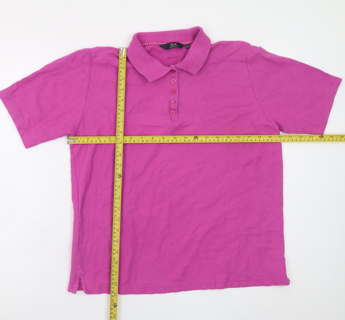 Isle Essentials Women’s Pink Polo Short Sleeve Cotton Top Size 18-20