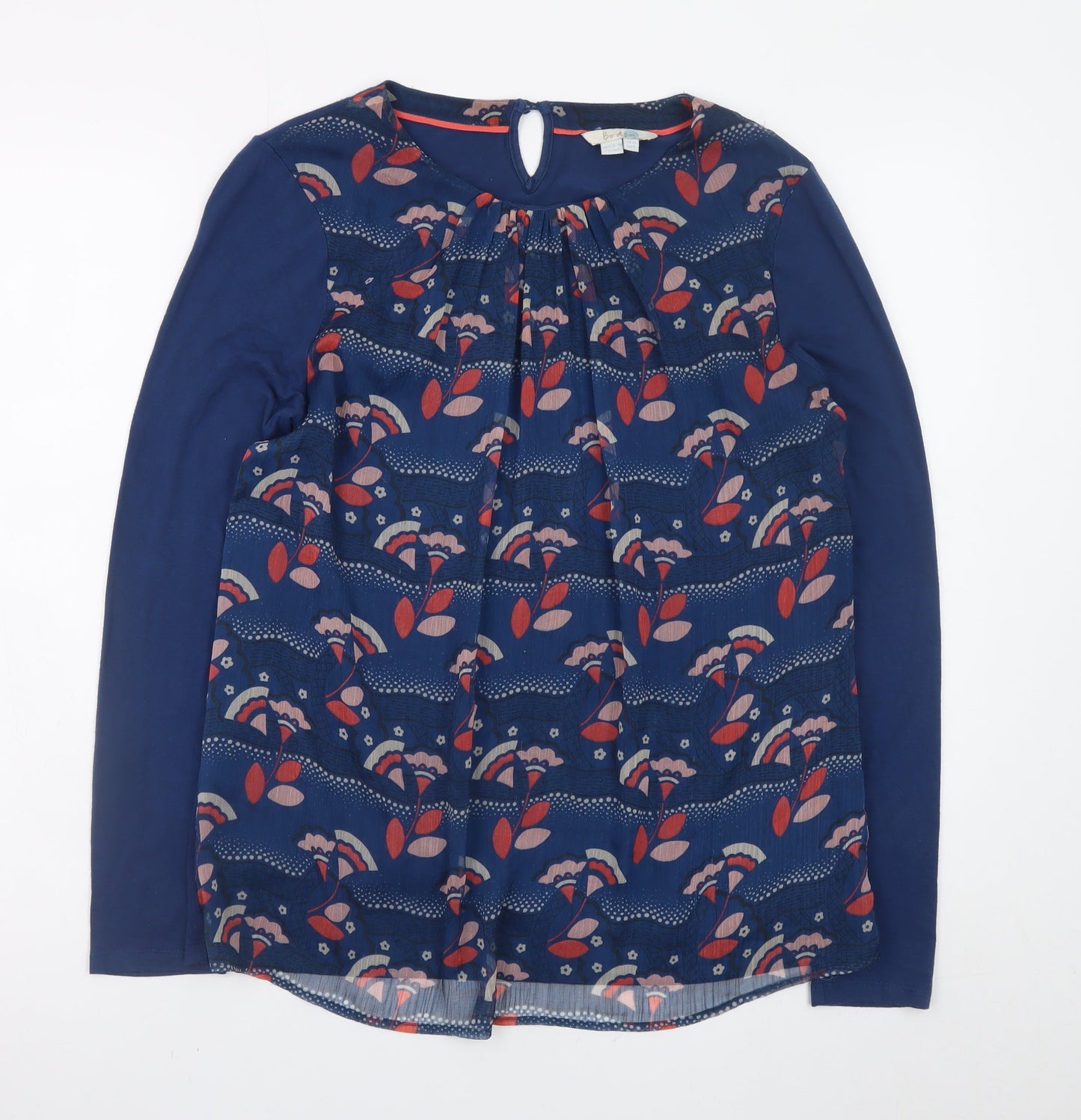 Boden Womens Blue Floral Long Sleeve Tunic Blouse Size 10