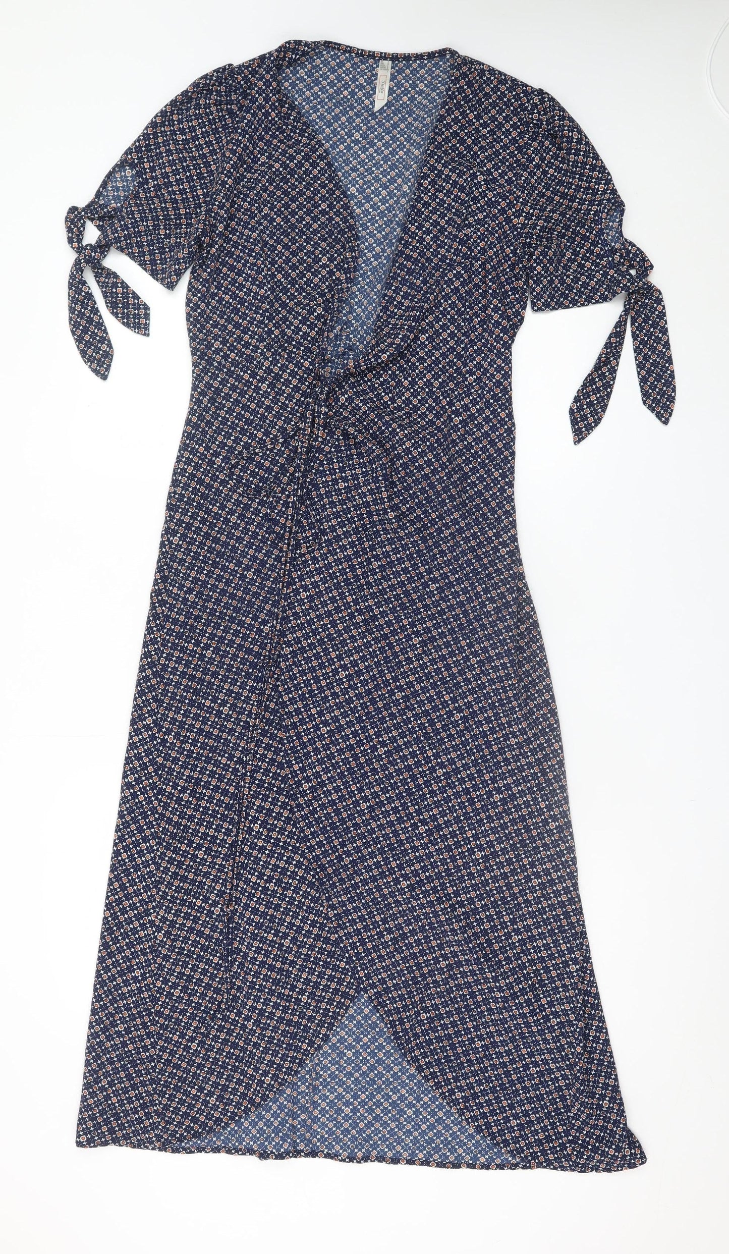 Stella Morgan Women's Blue Geometric Wrap Midi Dress Size 8