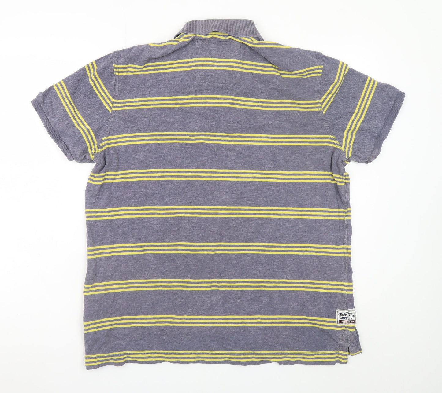 Drift King Men’s Grey Striped Polo Shirt Size L Classic Cotton