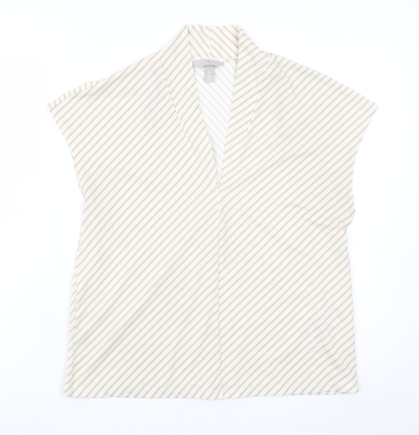 H&M Women’s Beige Striped Kimono Blouse Size S Relaxed Fit
