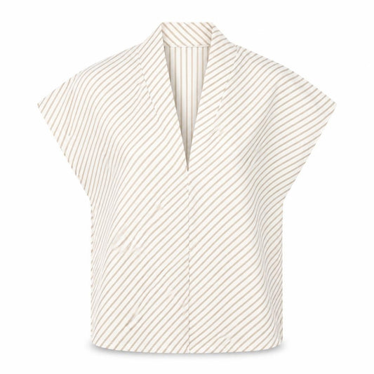 H&M Women’s Beige Striped Kimono Blouse Size S Relaxed Fit