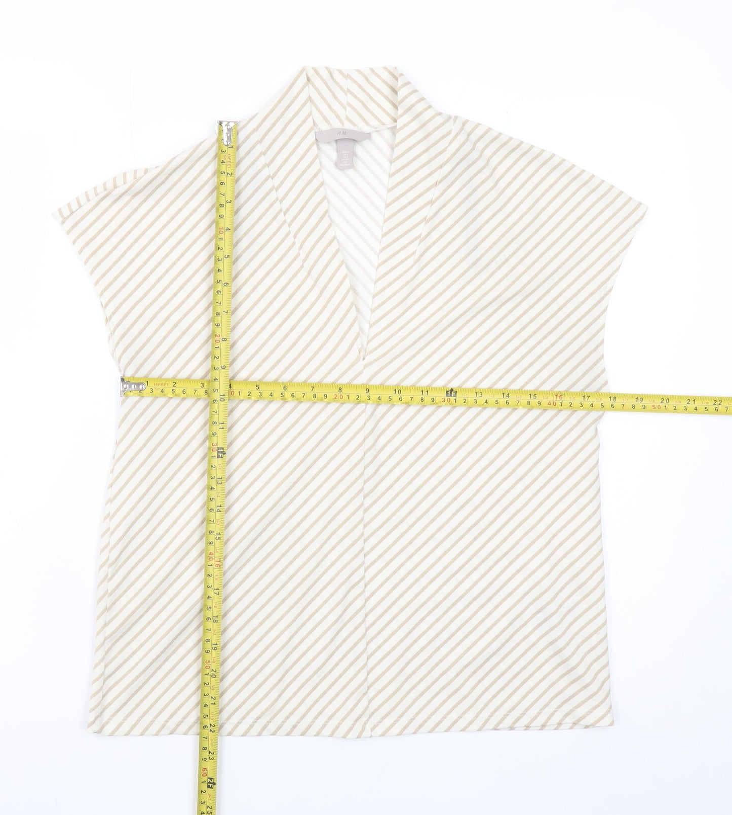 H&M Women’s Beige Striped Kimono Blouse Size S Relaxed Fit