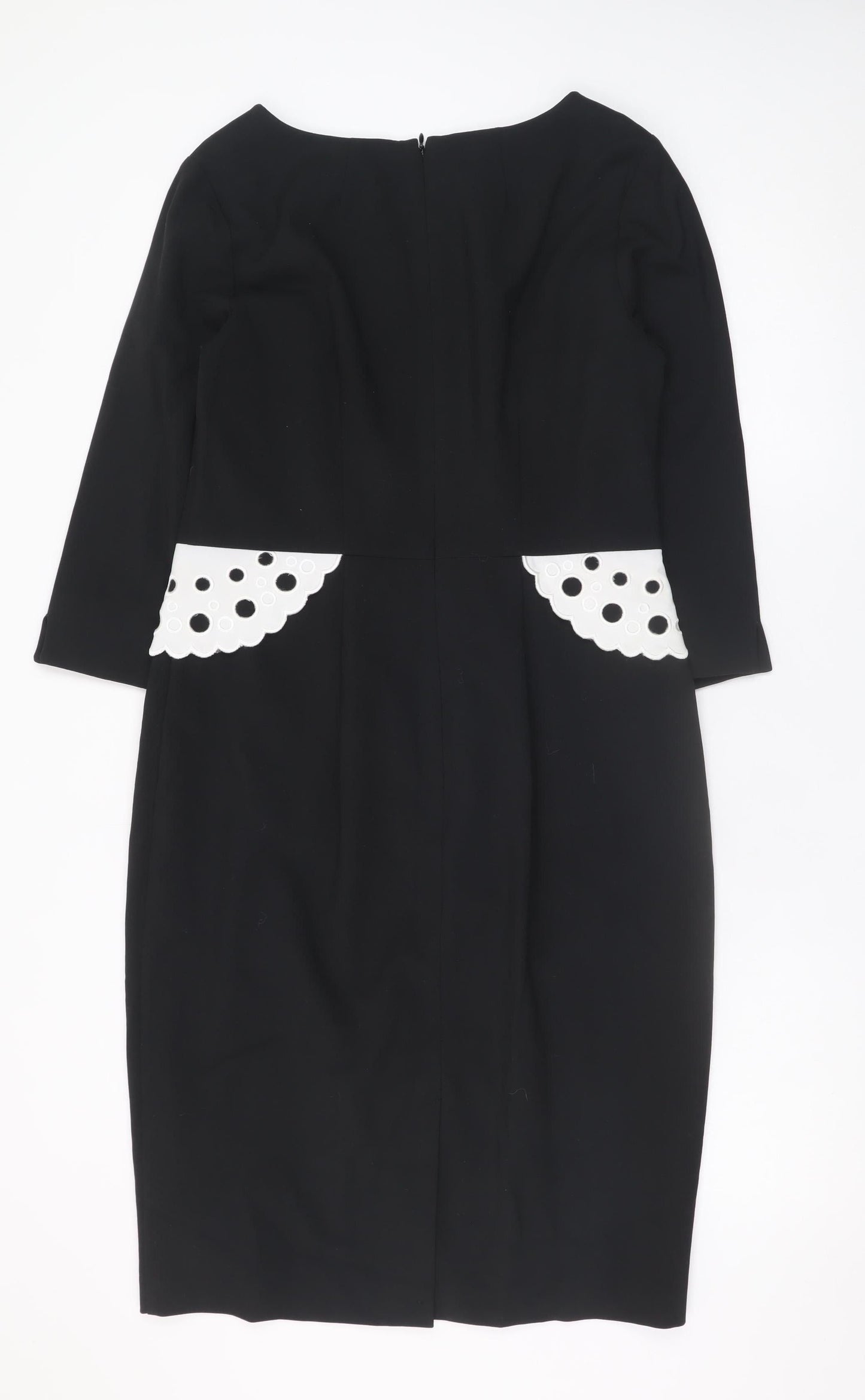 Myleene Klass Women's Black Sheath Dress Size 14 3/4 Sleeve Stretch