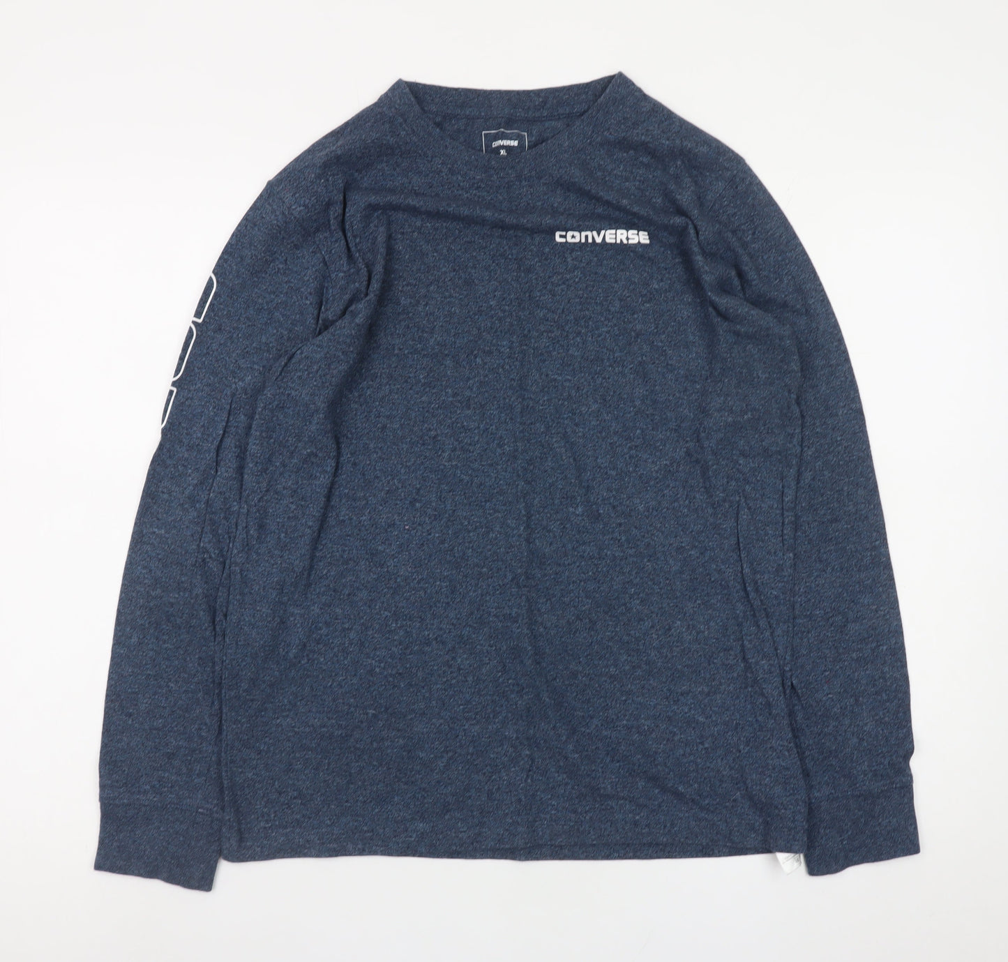 Converse Mens Blue Long Sleeve Crew Neck T-Shirt XL Cotton Blend
