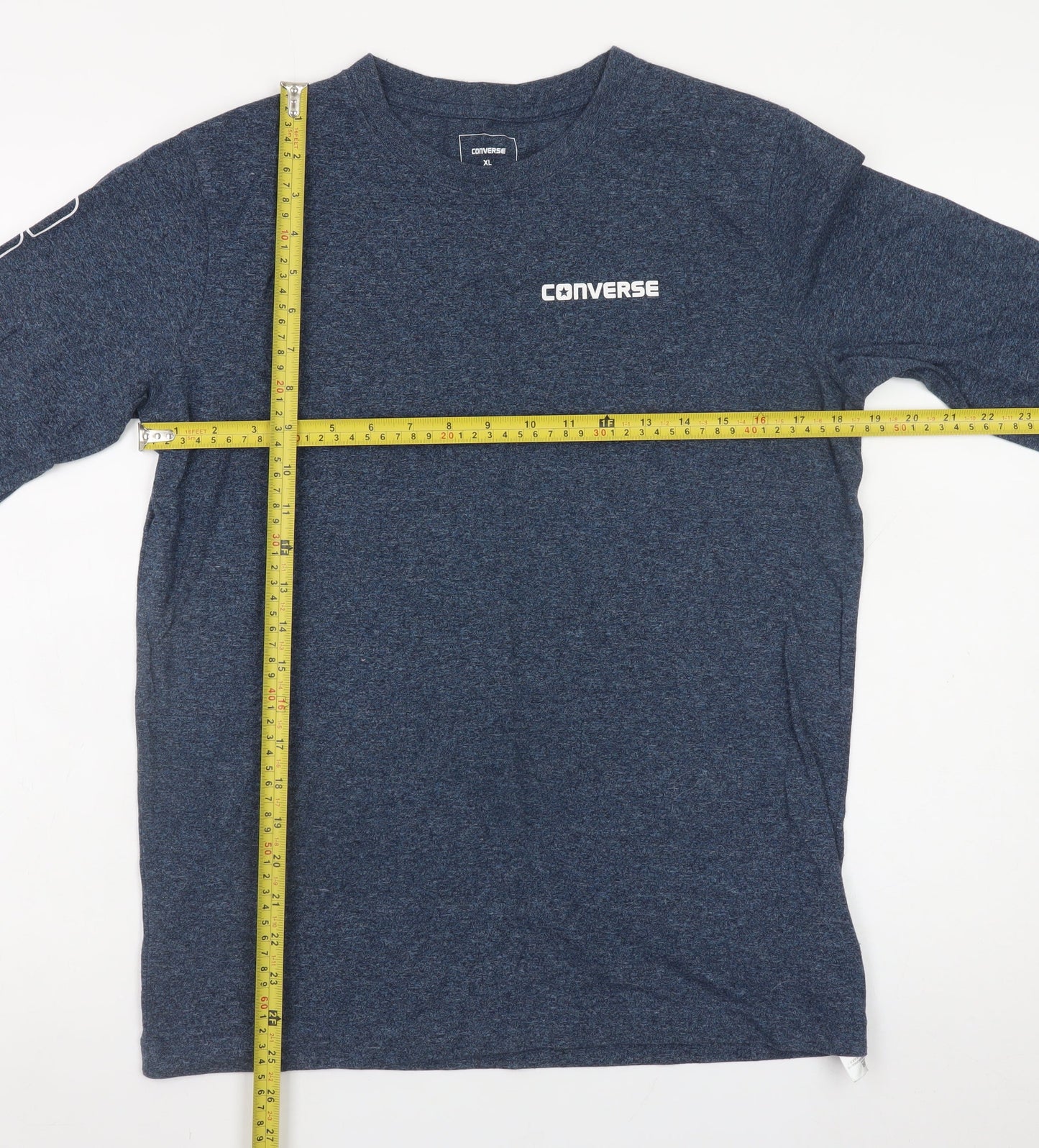 Converse Mens Blue Long Sleeve Crew Neck T-Shirt XL Cotton Blend