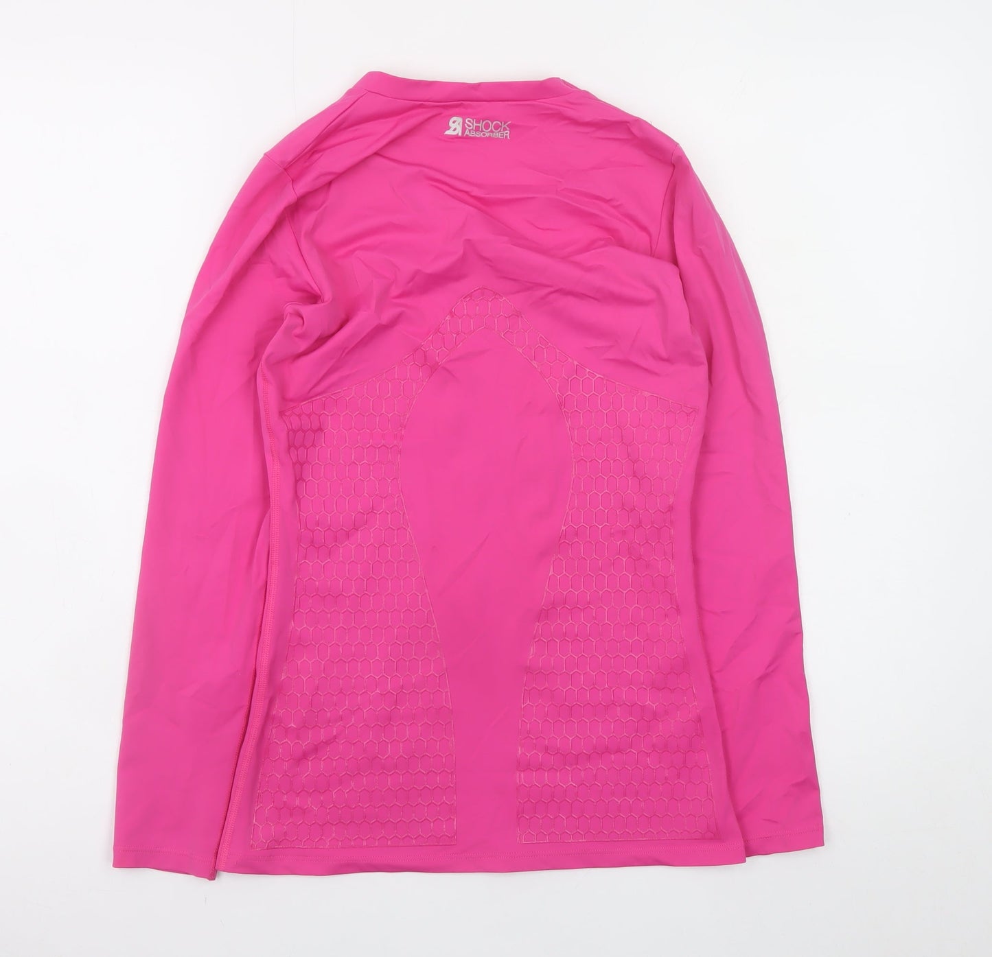 Shock Absorber Women Pink Long Sleeve V-Neck Slim Fit Gym Top M
