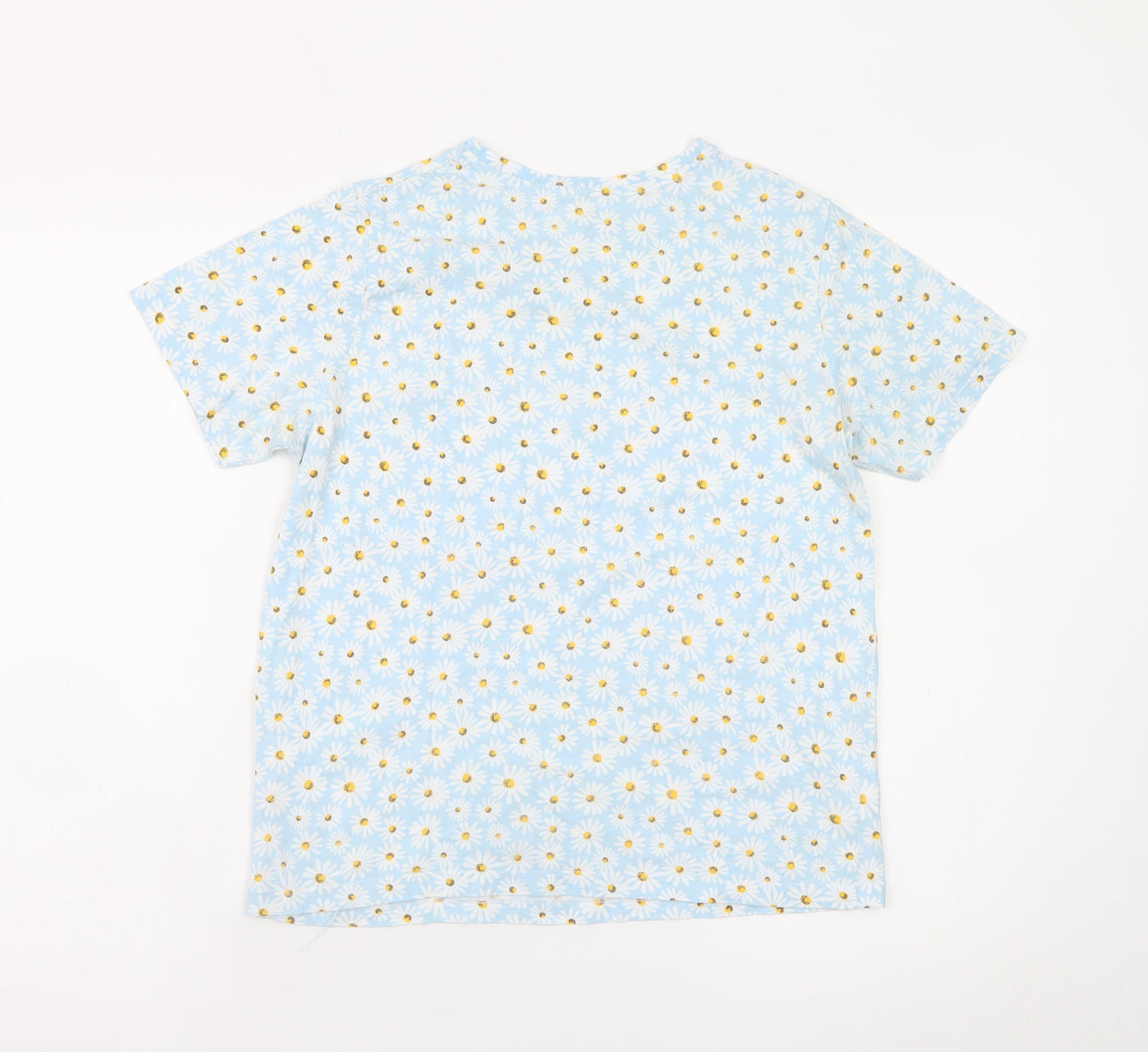 Dunnes Stores Womens Blue Floral Cotton T-Shirt Size S