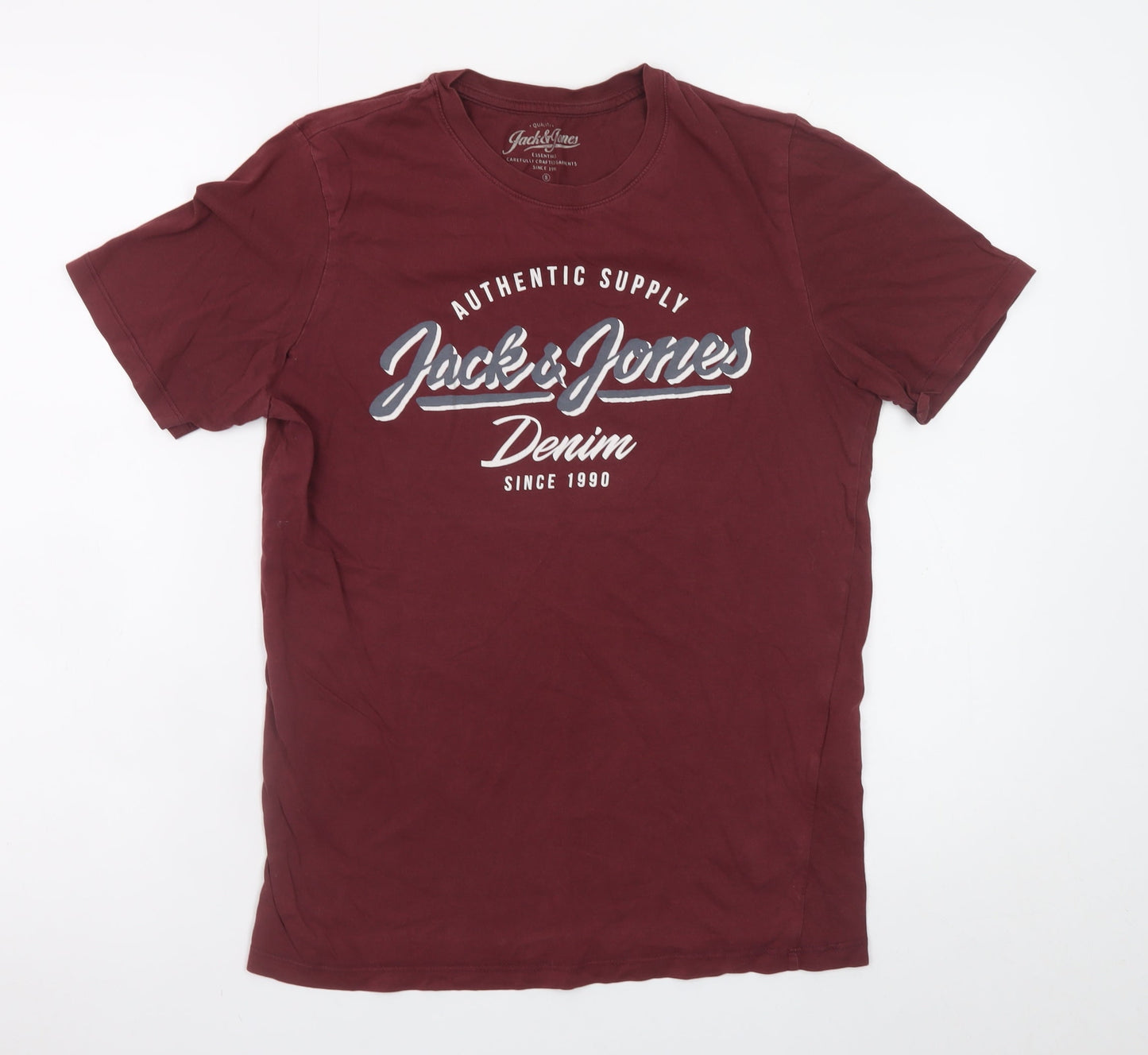 Jack & Jones Unisex Red Cotton Short Sleeve Basic T-Shirt S