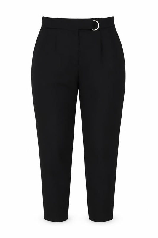 & Other Stories Women’s Black Belted High Rise Tapered Trousers Size 10