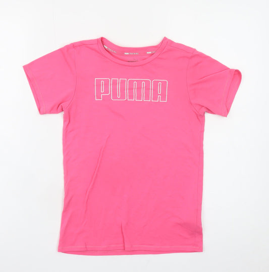 Puma Girls Pink Short Sleeve Crew Neck T-Shirt 11-12 Years