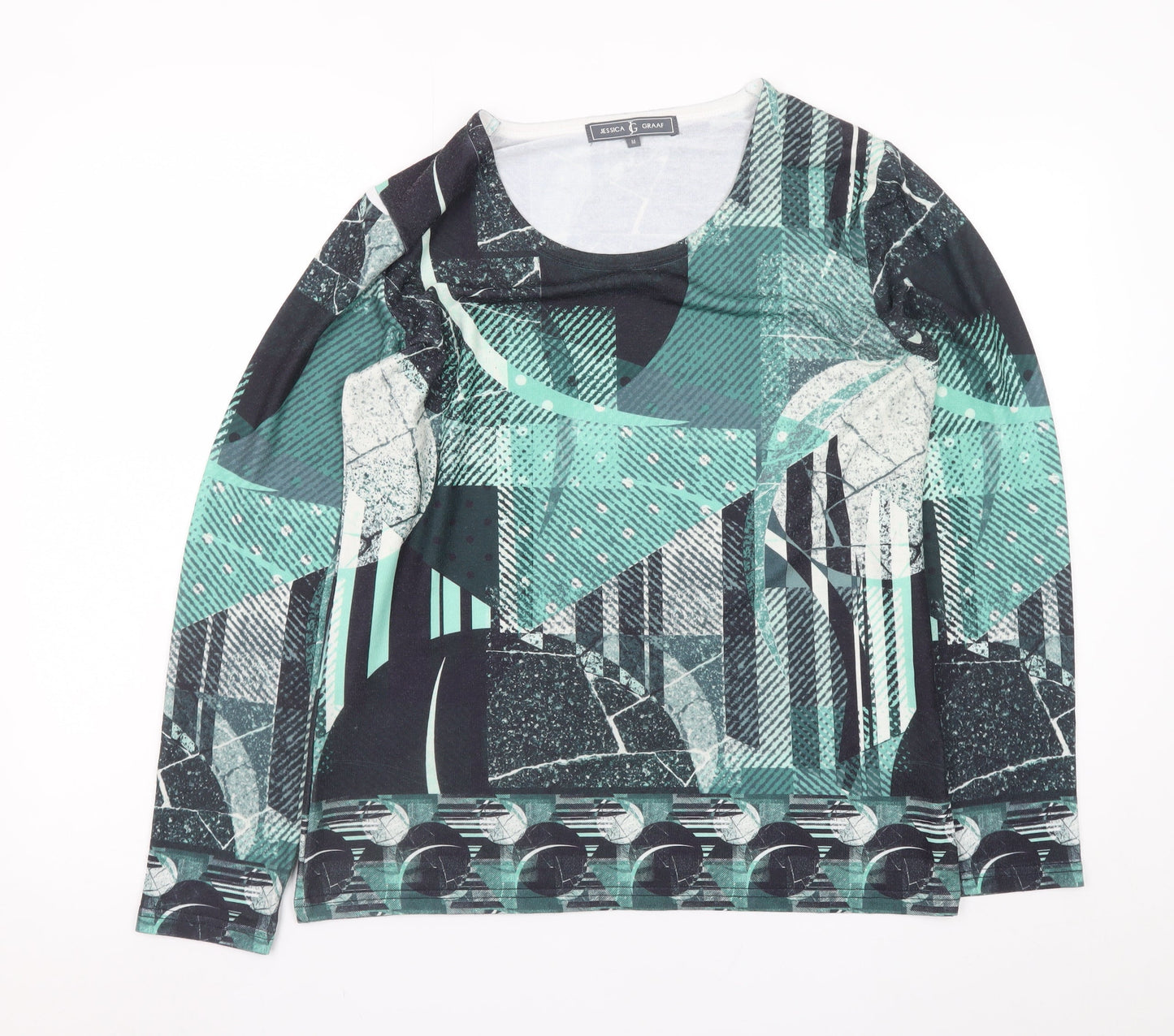 Jessica Graaf Womens Multicoloured Geometric Long Sleeve T-Shirt Size M