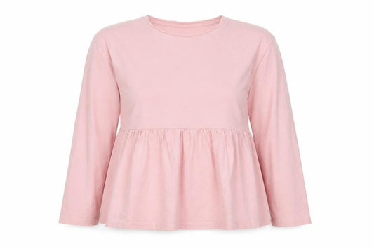 Front view of ASOS DESIGN Women Pink Cotton Long Sleeve Tunic Blouse, size 12
