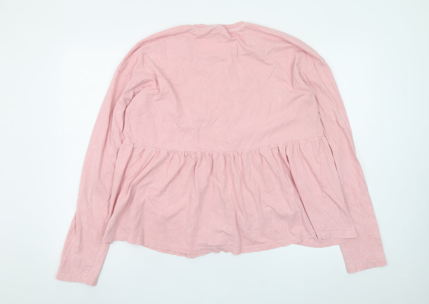 ASOS DESIGN Women Pink Cotton Long Sleeve Tunic Blouse Size 12