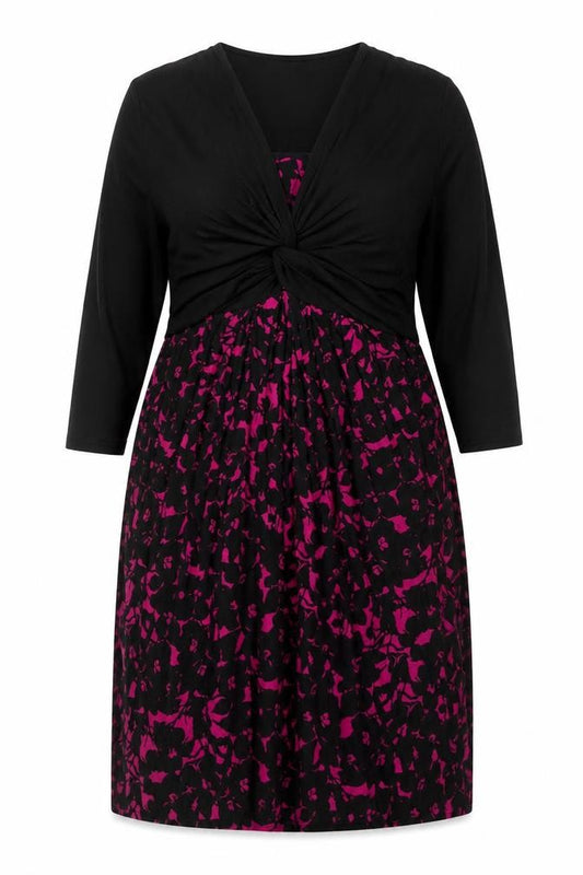 Marks and Spencer Women Black Purple Floral Fit & Flare Dress Size 16