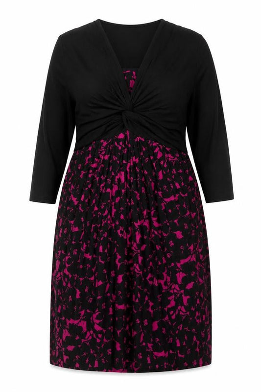 Marks and Spencer Women Black Purple Floral Fit & Flare Dress Size 16