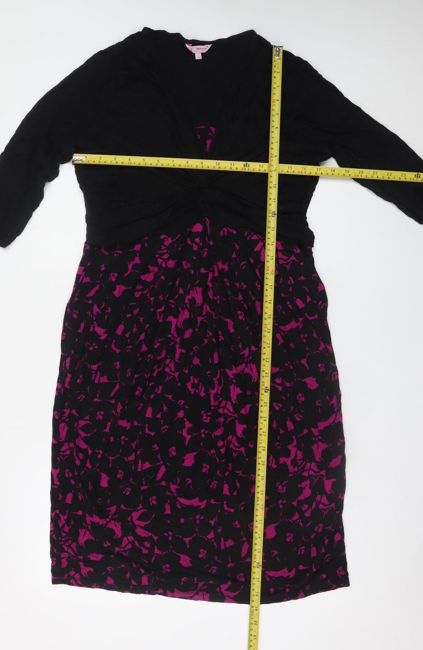 Marks and Spencer Women Black Purple Floral Fit & Flare Dress Size 16