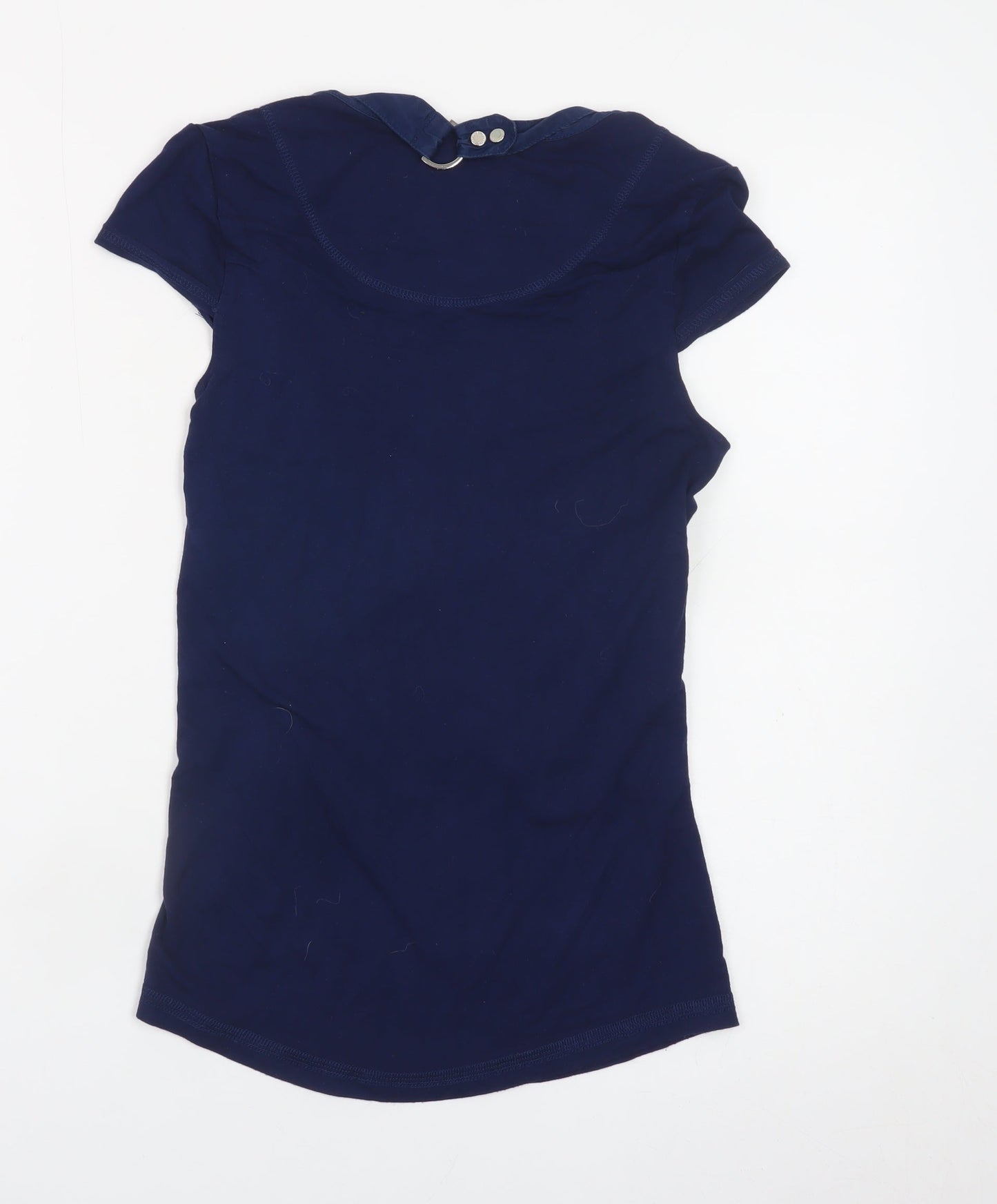 Karen Millen Women's Blue Size 6 Slim Fit Button Detail T-Shirt