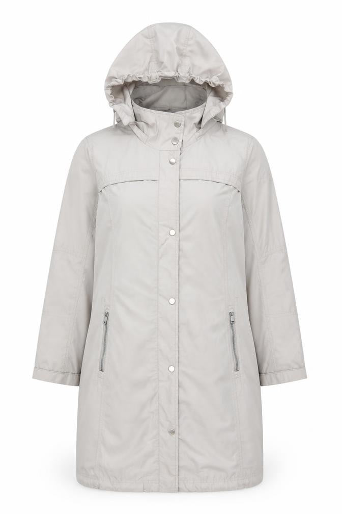 Concept K Women Beige Long Hooded Rain Coat Size 10 Regular