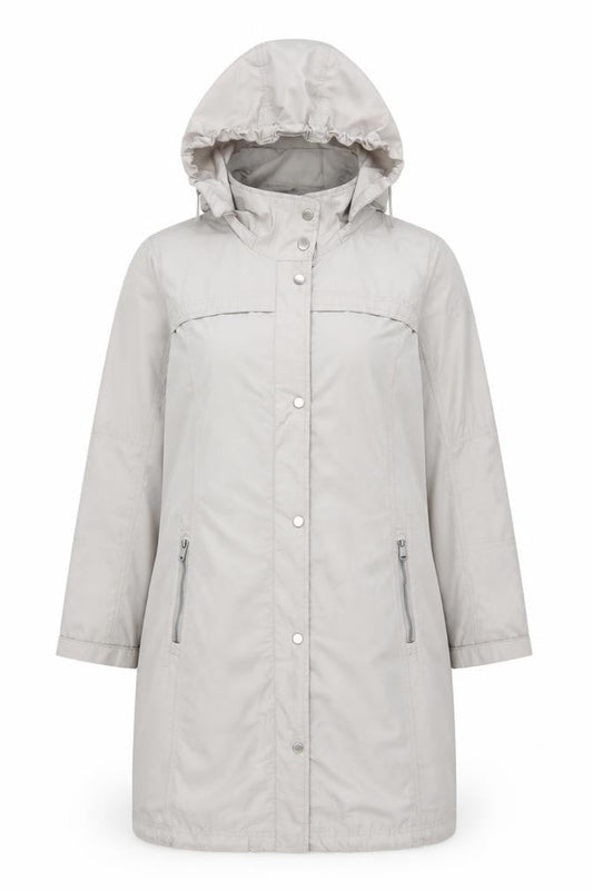 Concept K Women Beige Long Hooded Rain Coat Size 10 Regular