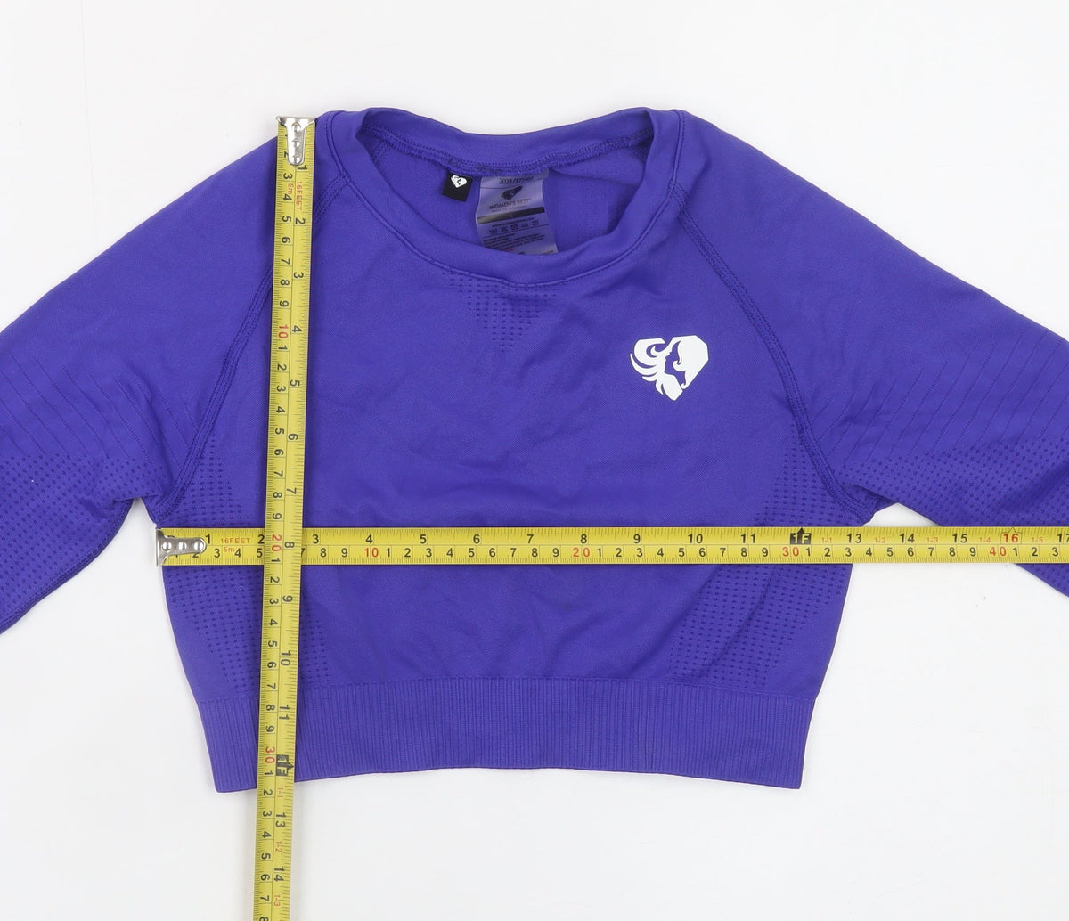 Women's Best Purple Long Sleeve Cropped Gym Top Size S