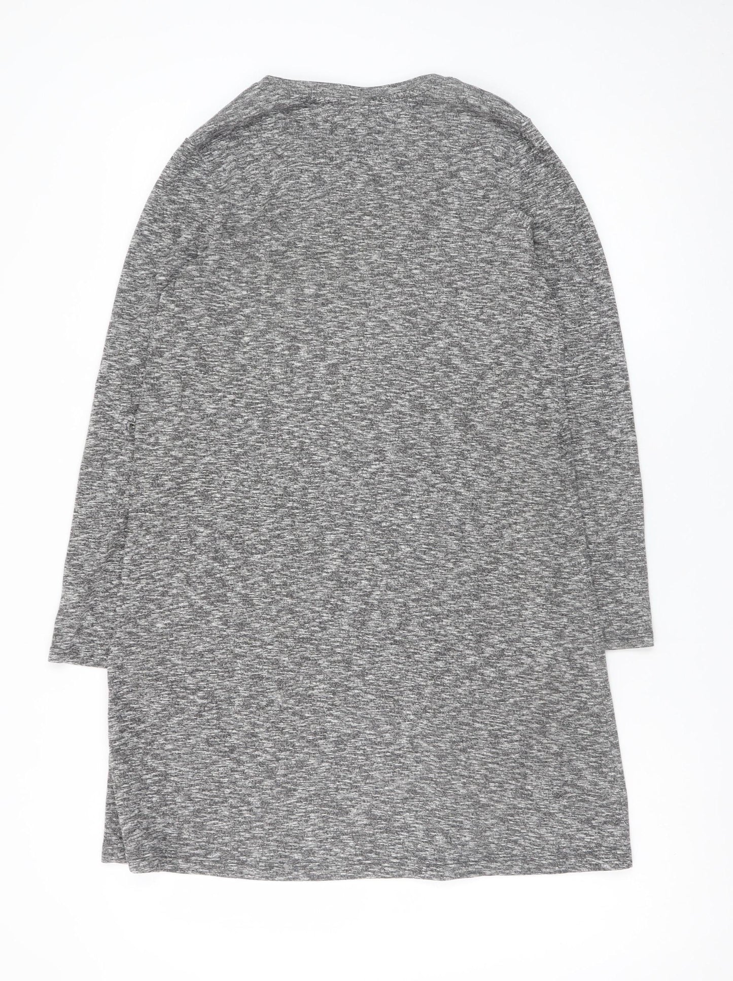 Topshop Women Grey Size 8 Long Sleeve Shift Jersey Dress