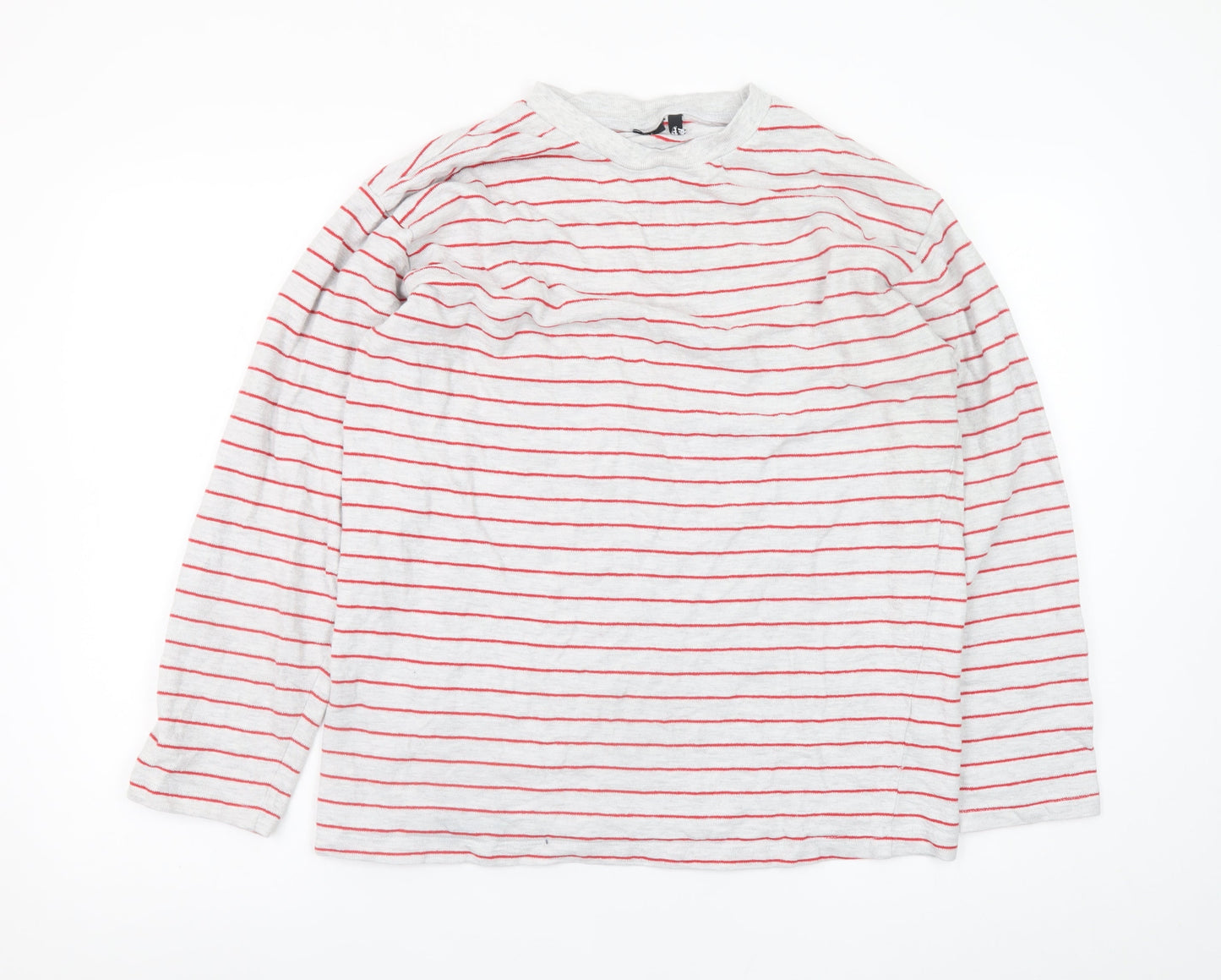 ASOS DESIGN Women’s Grey Red Striped Long Sleeve T-Shirt Size S