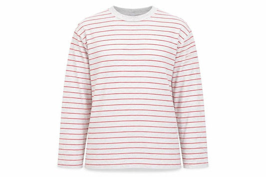 ASOS DESIGN Women’s Grey Red Striped Long Sleeve T-Shirt Size S