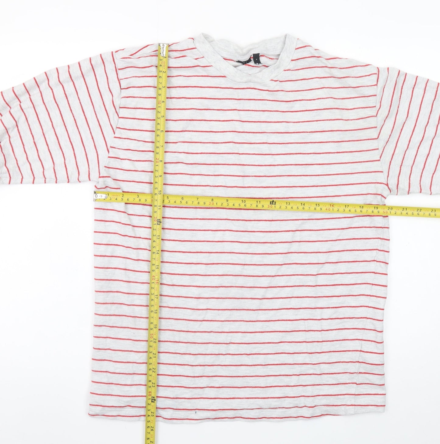 ASOS DESIGN Women’s Grey Red Striped Long Sleeve T-Shirt Size S